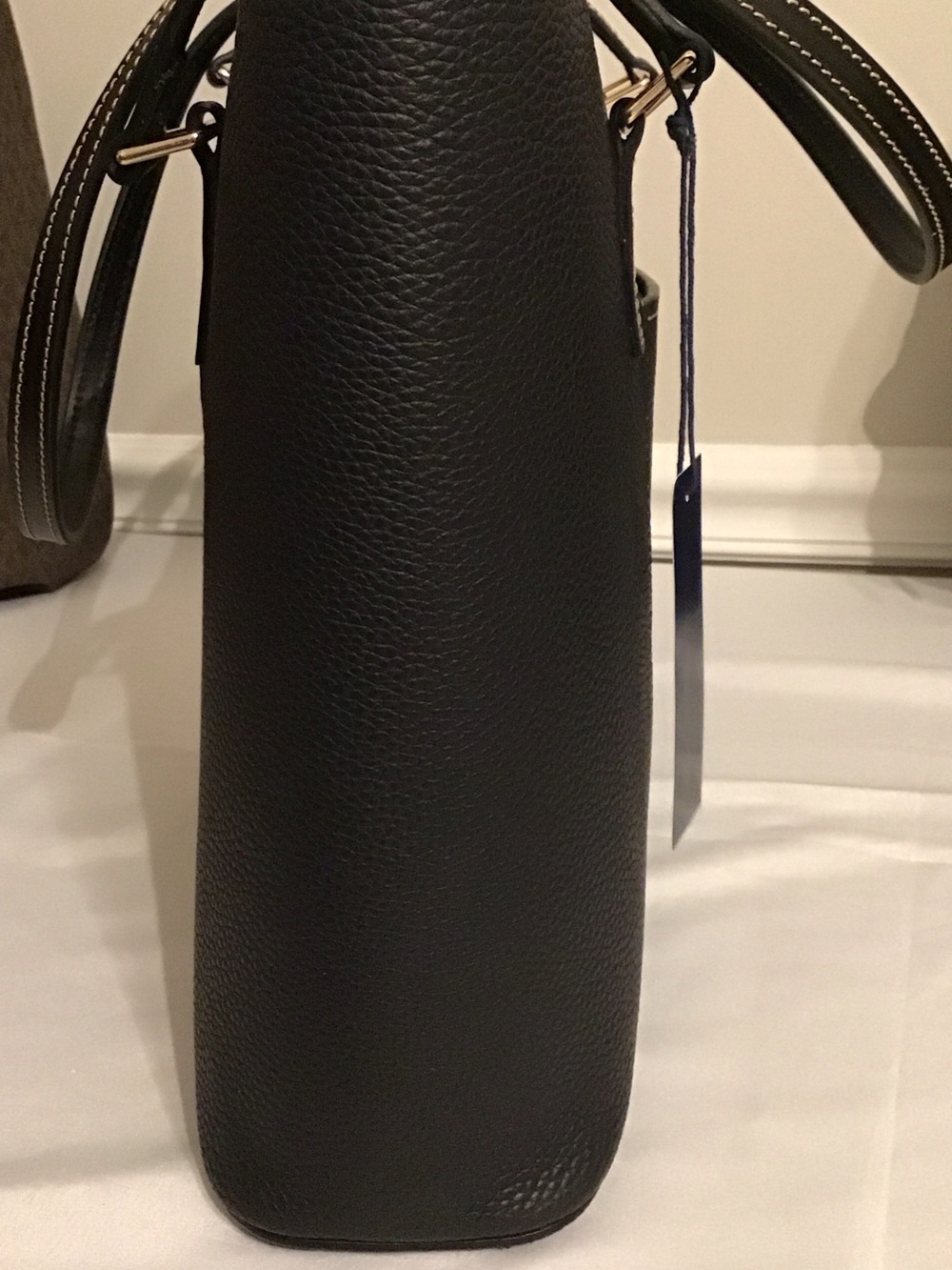 Dooney & Bourke Black Pebbled Leather Shoulder Tote with Gold Plate - Picture 3 of 5